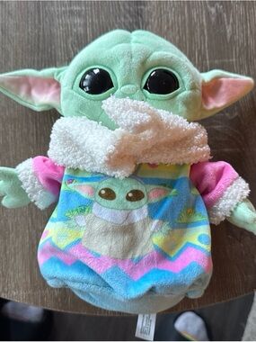 Mattel Grogu Plush in Blue and Pink Hooded Outfit